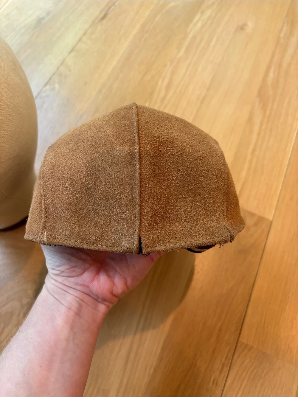 Vintage Paula Suede Newsboy Cap Beige